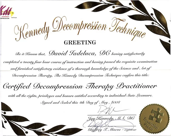 Certified Decompression Therapy Practitioner Certified Decompression Therapy Practitioner