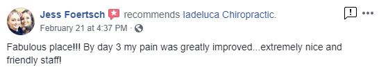 Iadeluca Chiropractic Patient Testimonial