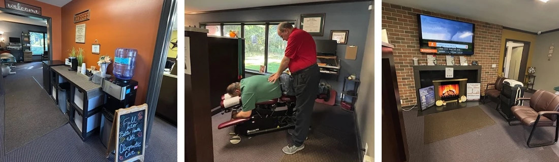Chiropractor Corry PA Patrick Mathis Adjusting Patient Office Grid
